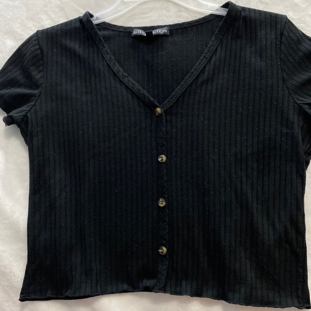 Black V neck crop top